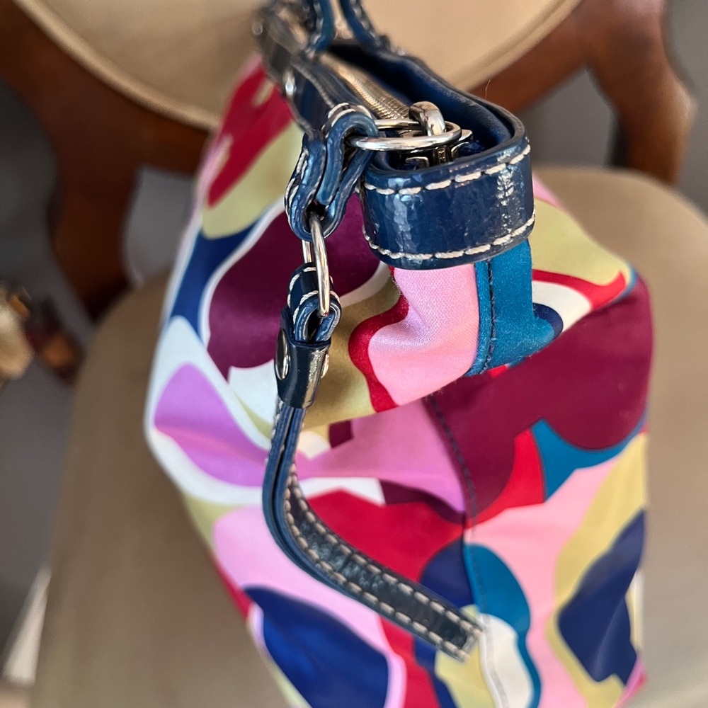 ✨Host Pick ✨ Coach Signature Multicolor Satin & Leather Tote & Bonus Belt Bag - Picture 6 of 17